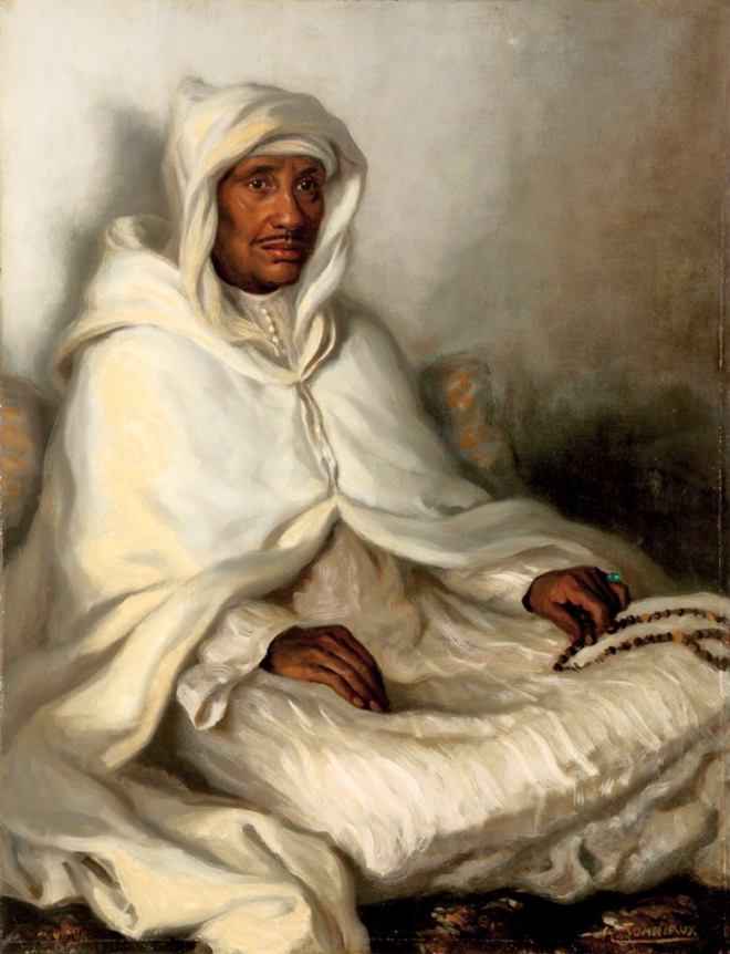 Alfred Jonniaux (1882 - 1974) American / Belgium Titled: North African Sheikh Oil on Canvas  Measures 60x40 inches  Farhat Art Museum Collection