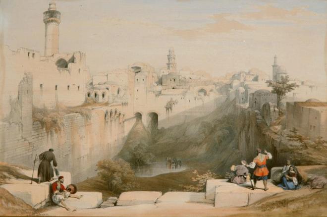 David Roberts (Scottish, 1796–1864) Pool of Bethesda - Jerusalem , Farhat Art Museum Collection.