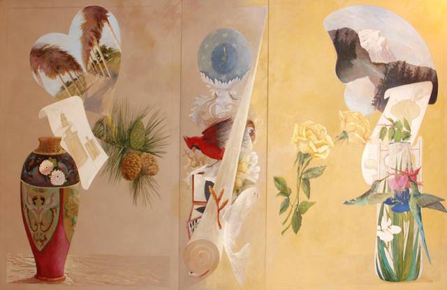 ELLEN LANYON (1926 - 2013) Allegorical Transitions, 1982  (triptych) 68 x 118in Farhat Art Museum Collection